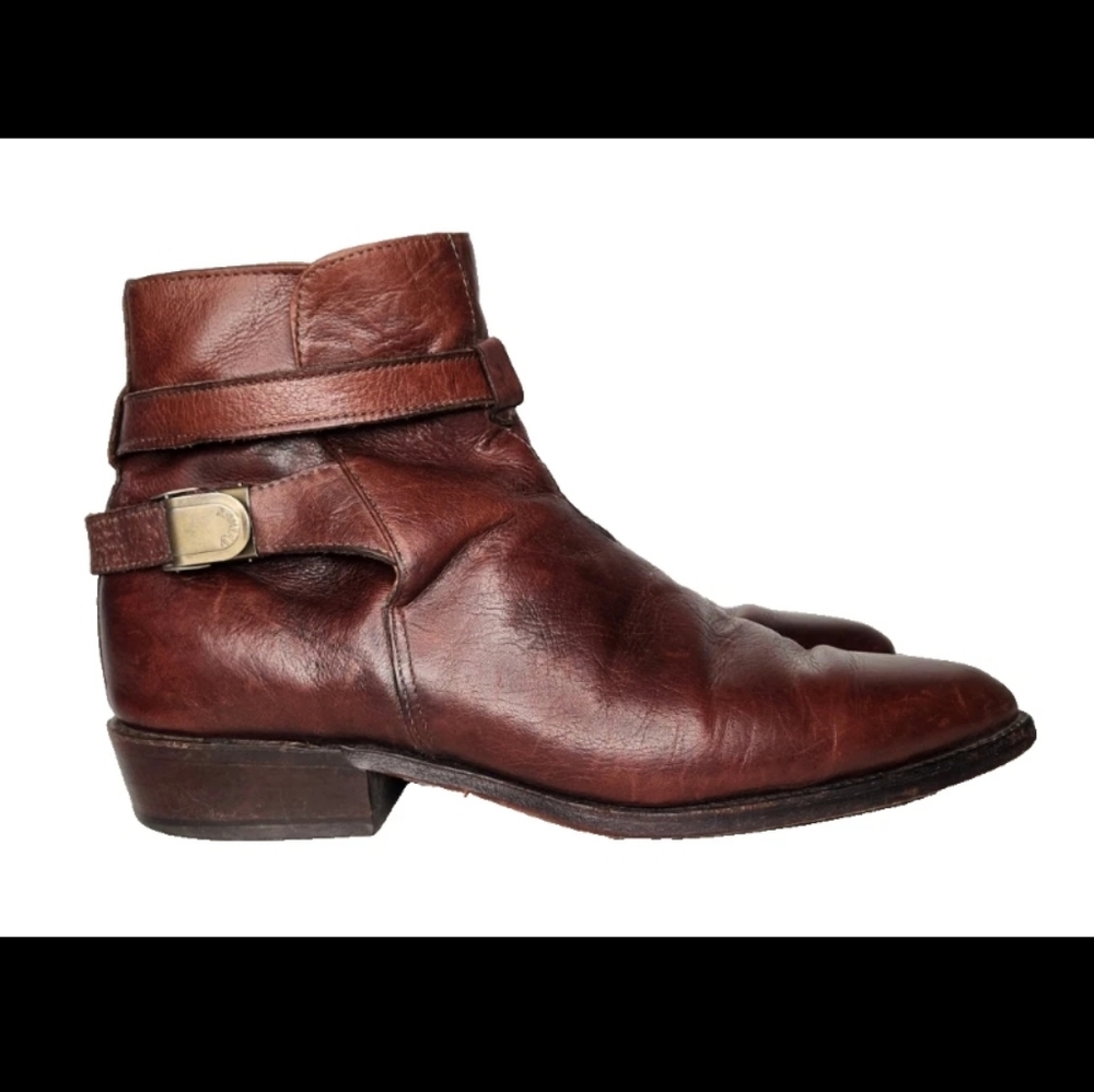 Vtg AVIREX A-2 Brown Leather Ankle Strap Boots US Army Air Forces Jodhpur 9 D